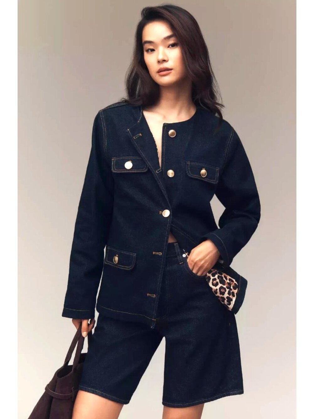 Anthropologie Maeve Oversized Denim Jacket Dark Wash M